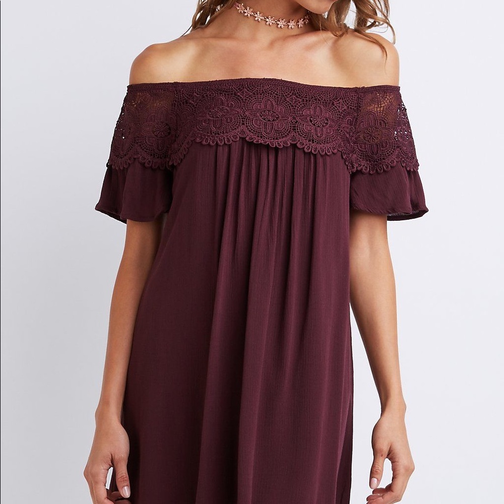 Off the Shoulder Burgundy Dress